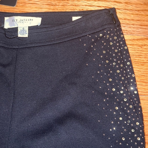 NWT ST.JOHN EVENING WOMENS PANTS WITH CRYSTAL SIDE EMBELLISHMENT SZ 0 - Picture 2 of 5